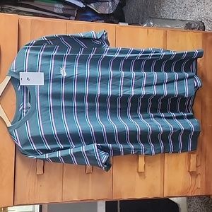 Nike: The Nike Tee Dri-Fit, Striped Gray/Teal/Black/Pink, Men's 4XL